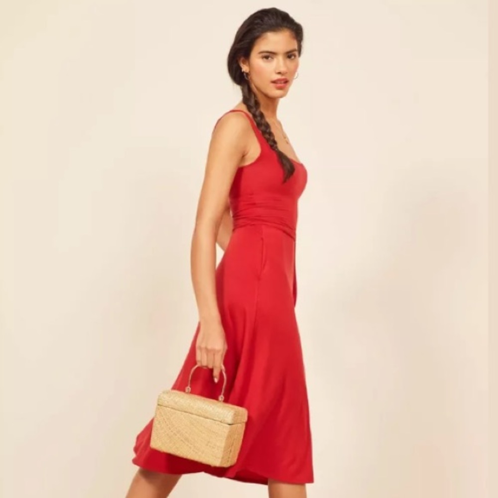 Red Reformation Tie Wrap Dress